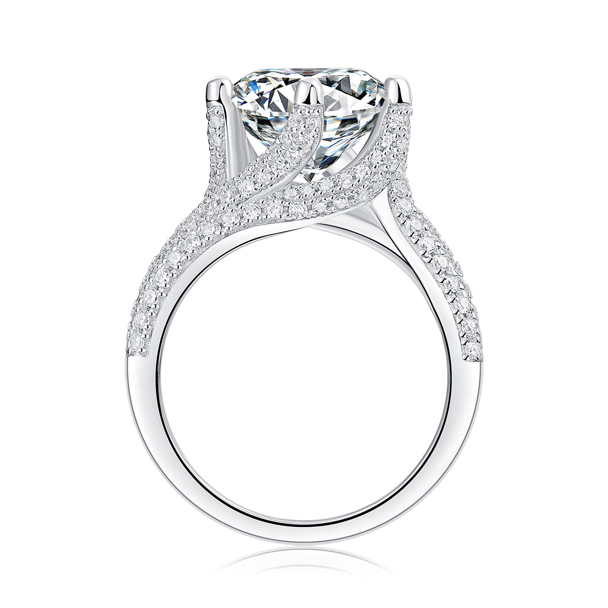 Eternal Vow - A Wedding Ring Set With 5-carat Top-quality Moissanite S925 Silver And Platinum-plated Diamond. The Ring Can Be Inspected With A Diamond Pen
