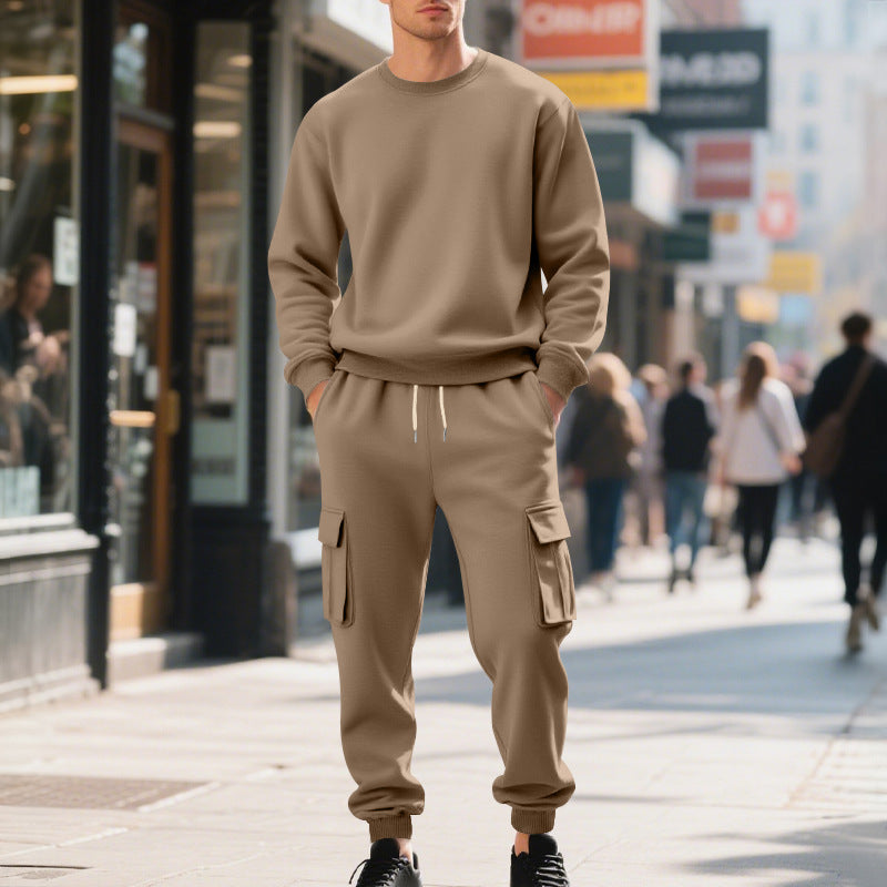 Men's Loose-Fit Casual Sports Crew-Neck Sweater And Pants Set
