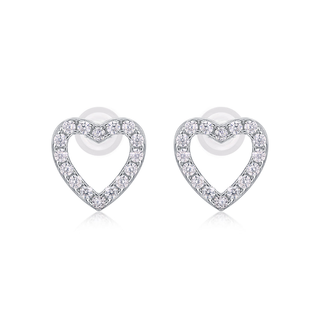 From The Heart - Fashionable, Trendy And Affordable Jewelry With Moissanite S925 Sterling Silver And Platinum-plated Stud Earrings