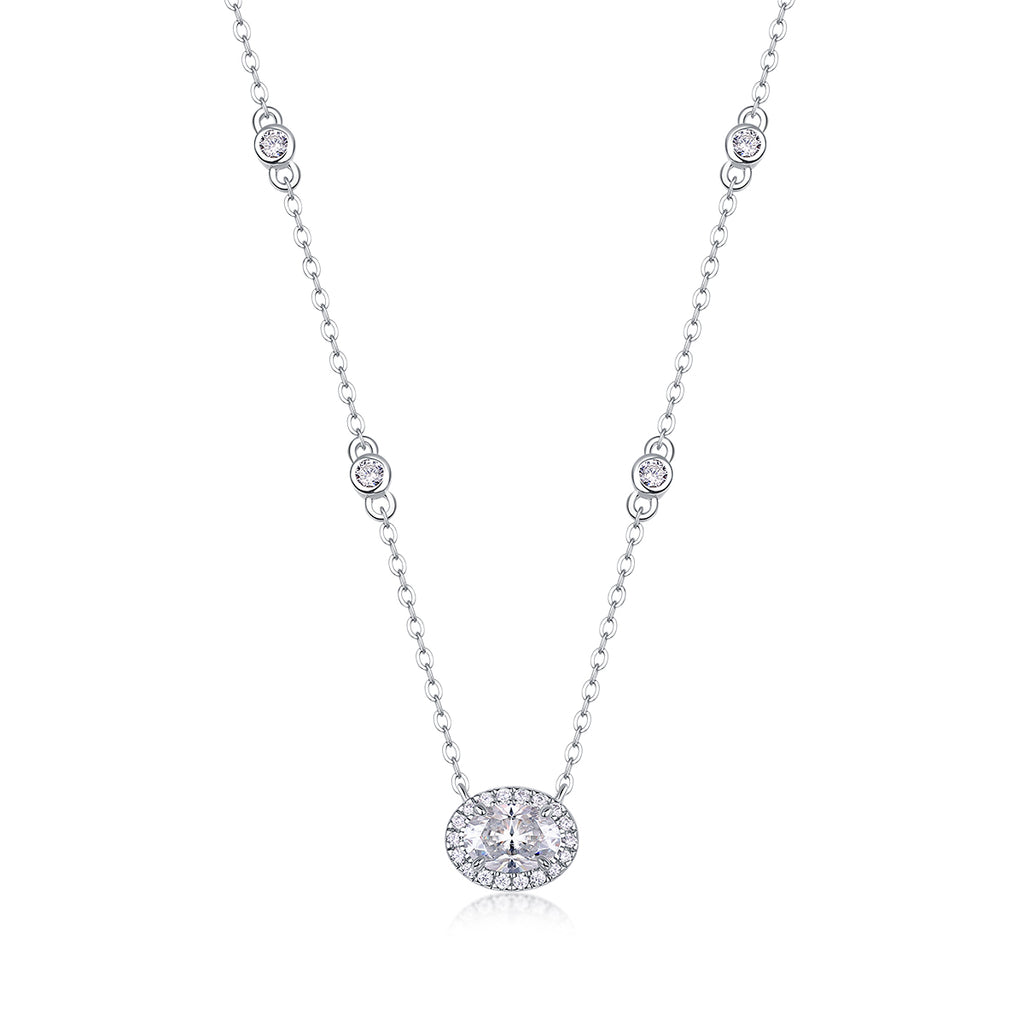 White Summer Night - A Fashionable And Luxurious Diamond Jewelry Pendant Set With Egg-shaped Moissanite S925 Sterling Silver And Platinum Plating