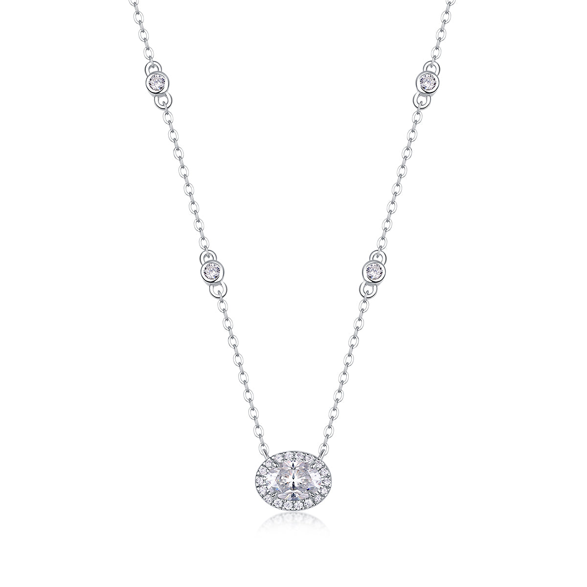 White Summer Night - A Fashionable And Luxurious Diamond Jewelry Pendant Set With Egg-shaped Moissanite S925 Sterling Silver And Platinum Plating