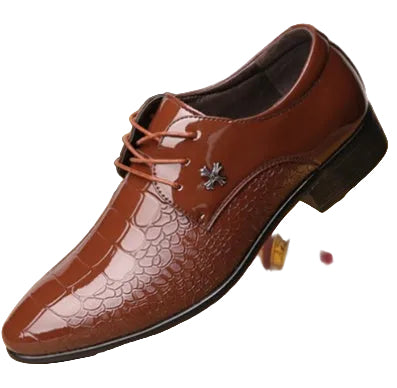 Shiny Lace-Up Single Shoes Fashion Dress Shoes