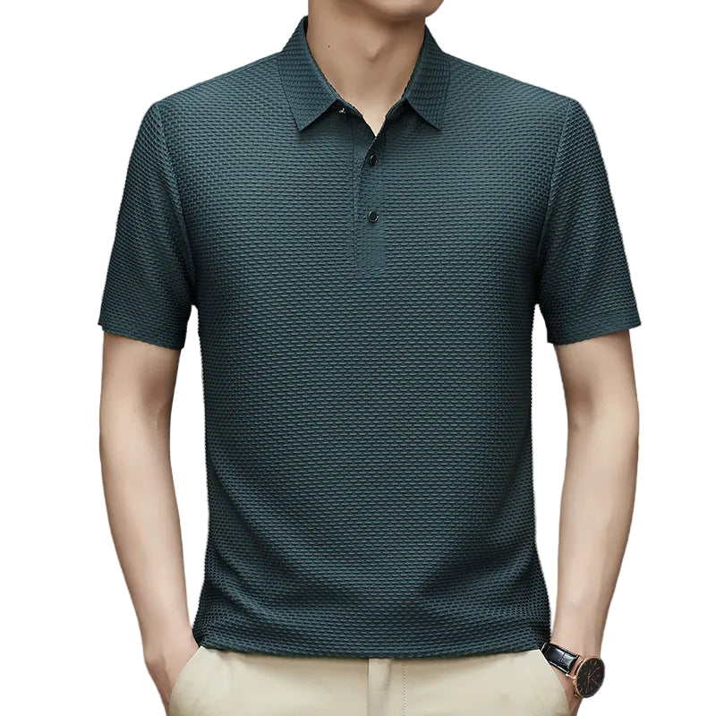 Ice Silk Short Sleeve Polo Men's Lapel Half Sleeve Jacquard T-shirt