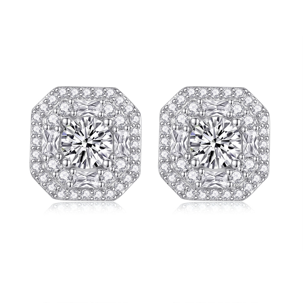 Winter Afternoon - Fashionable And Trendy Earrings Set With 0.5-carat Top-quality Moissanite S925 Silver And Platinum-plated Stud Earrings Can Be Tested With A Diamond Pen