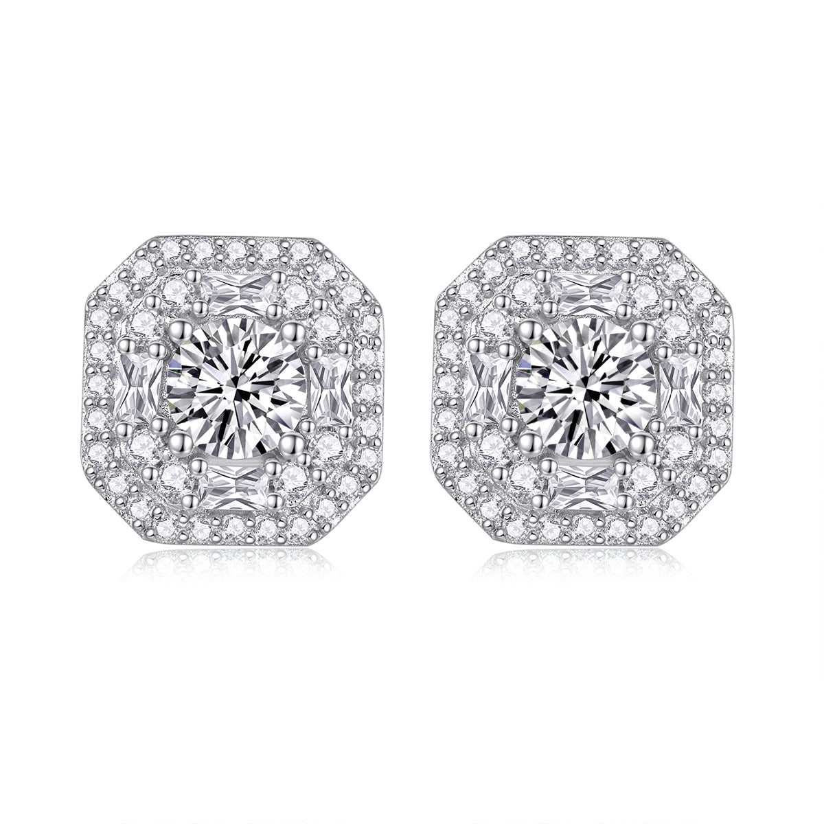 Winter Afternoon - Fashionable And Trendy Earrings Set With 0.5-carat Top-quality Moissanite S925 Silver And Platinum-plated Stud Earrings Can Be Tested With A Diamond Pen
