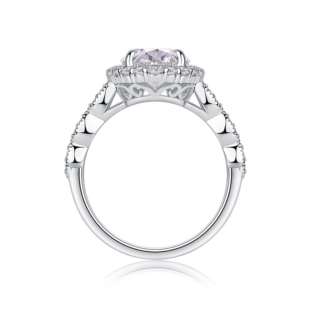 Moonlight Pupil - A Wedding Ring Set With Top-quality Egg-shaped Moissanite S925 Silver And Platinum-plated Diamond. The Ring Can Be Inspected With A Diamond Pen