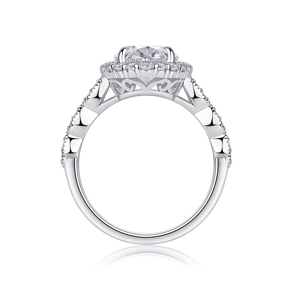 Moonlight Pupil - A Wedding Ring Set With Top-quality Egg-shaped Moissanite S925 Silver And Platinum-plated Diamond. The Ring Can Be Inspected With A Diamond Pen