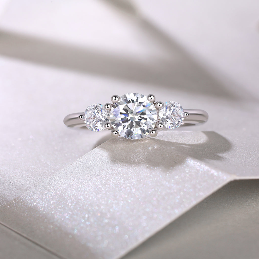 Time Prelude - A Wedding Ring Set With 1-carat And 2-carat Top-quality Moissanite S925 Silver And Platinum-plated Diamond Can Be Inspected With A Diamond Pen