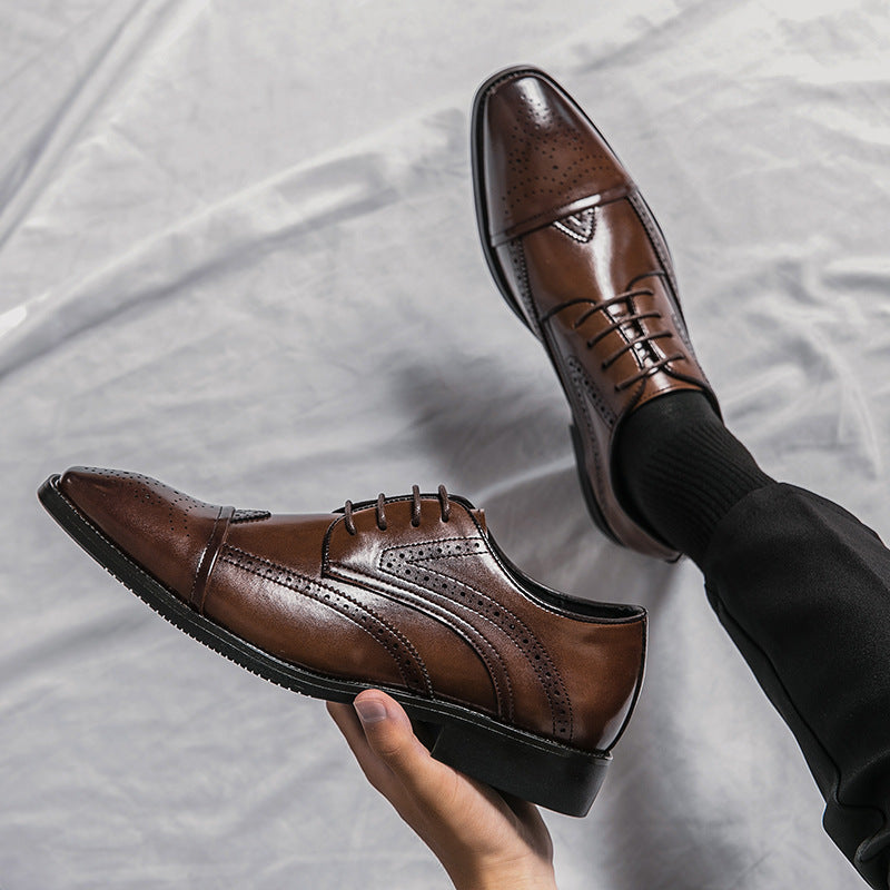 British Style Low-top Leather Shoes Plus Size Lace Up