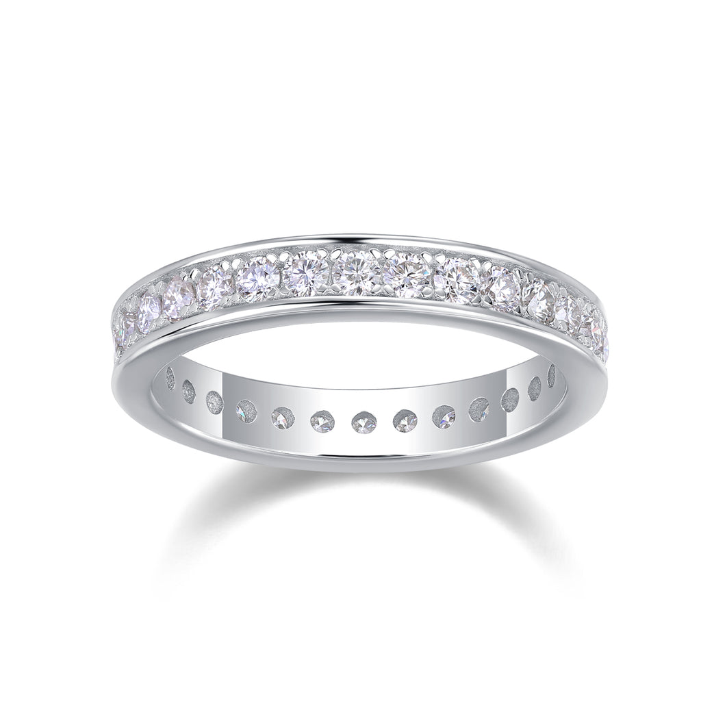 Trajectory - Set With Top-quality Moissanite S925 Silver And Platinum-plated Diamond Wedding Ring, The Ring Can Be Tested With A Diamond Pen In Gold And Rose Gold