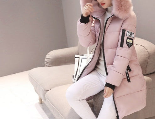 Slim thick cotton jacket large fur collar cotton suit