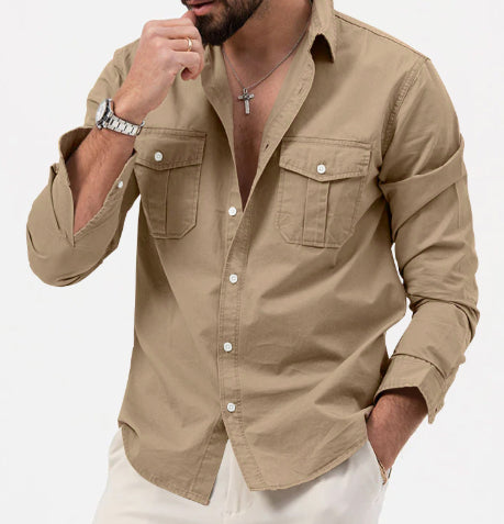 Mens Casual Long-sleeve Shirt Top