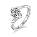 Angel's Heart - Set With 1-carat Top-quality Moissanite S925 Silver And Platinum-plated Diamond Wedding Ring. The Ring Can Be Inspected With A Diamond Pen