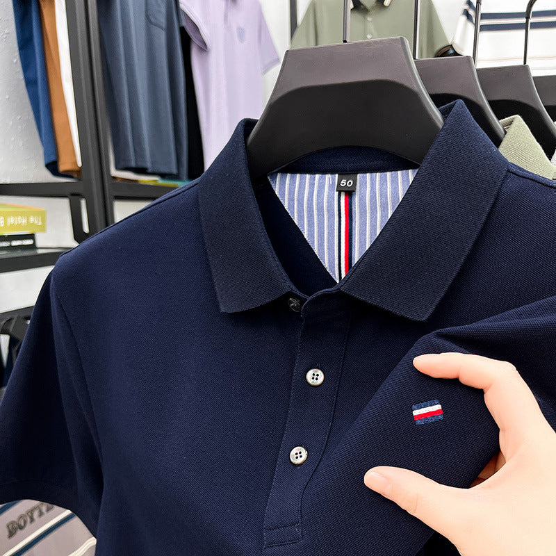 Summer Short-sleeved Embroidered Men's Polo Shirt Imitation Cotton Business Casual Lapels
