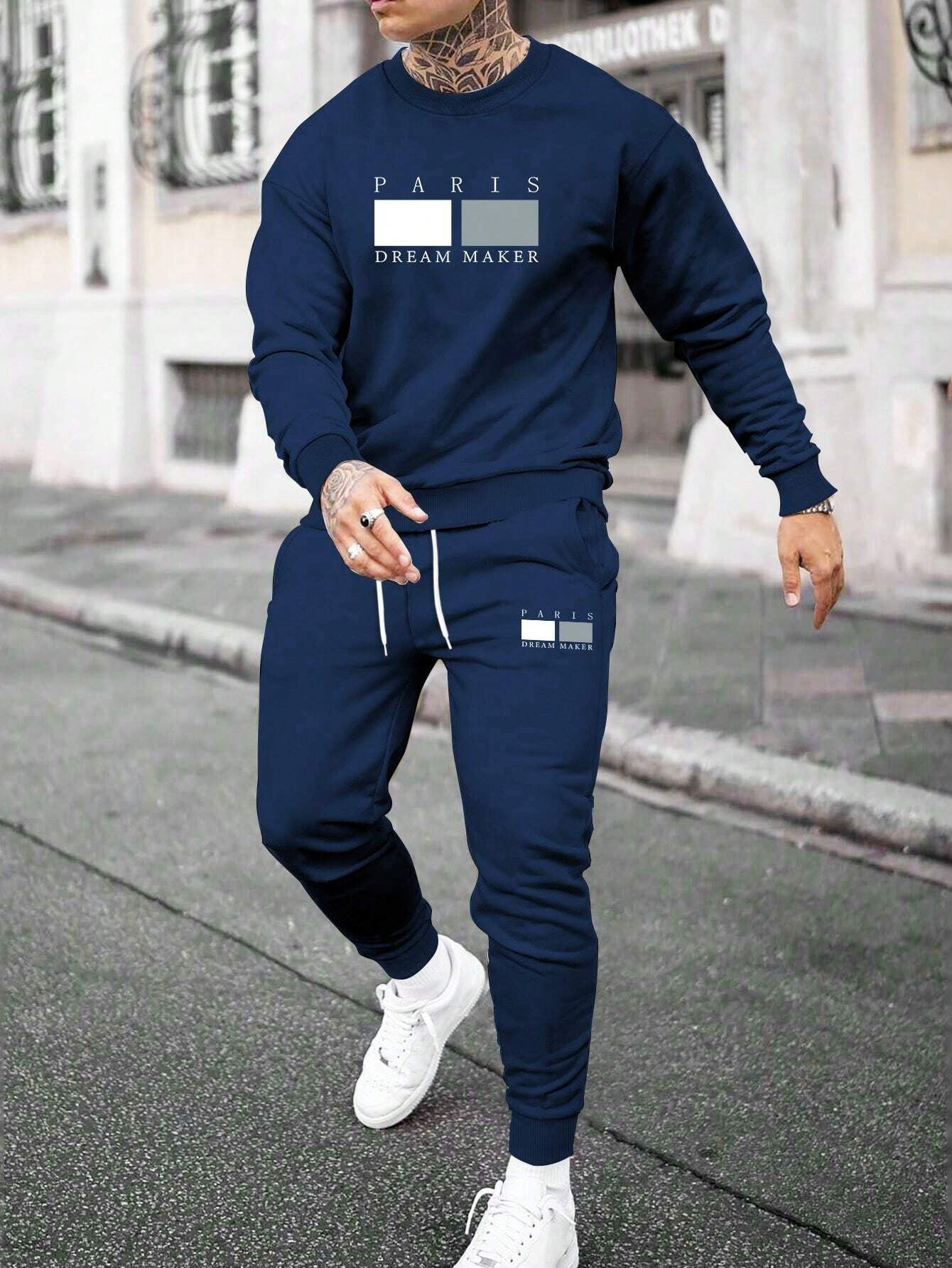 Round Neck Sweater Casual Sports Suit