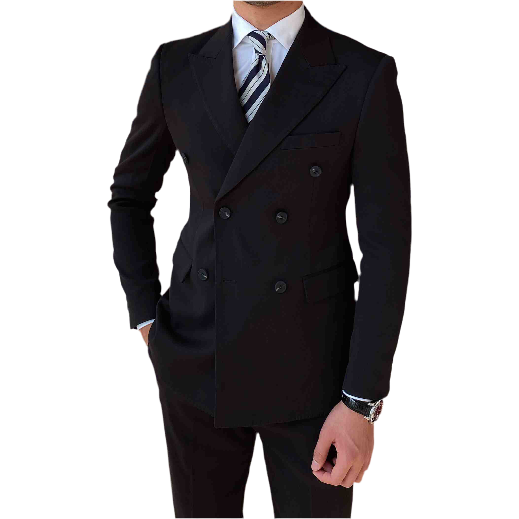 Men's Casual Business Pure Color Double Breasted Suit Jacket