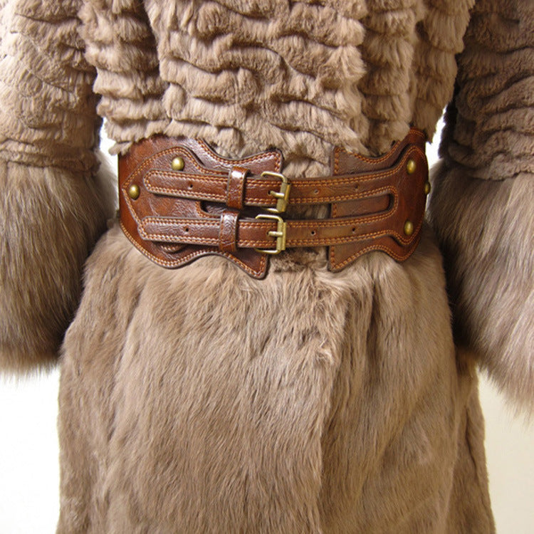 Double Buckle Head Elastic Fashion Ladies Coat Girdle
