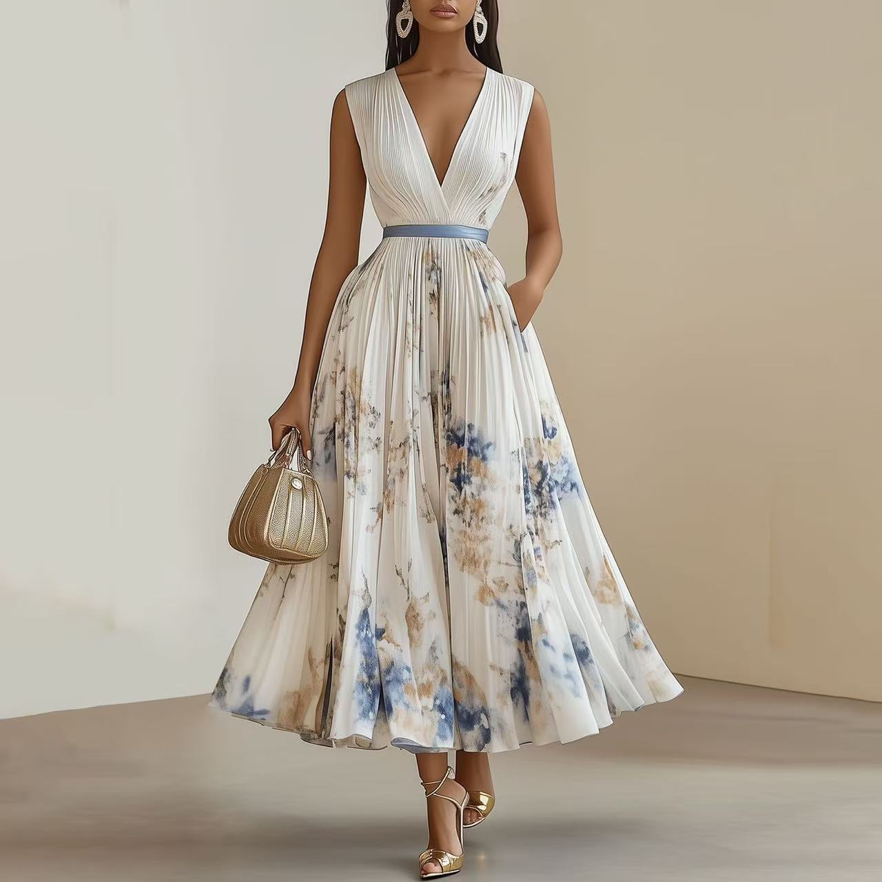 Fashion Printed Sleeveless Dress Women