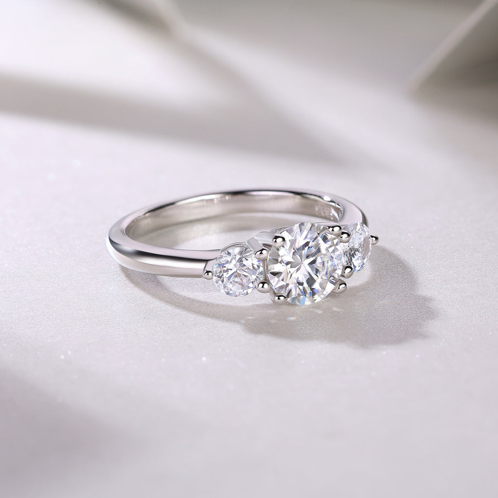 Time Prelude - A Wedding Ring Set With 1-carat And 2-carat Top-quality Moissanite S925 Silver And Platinum-plated Diamond Can Be Inspected With A Diamond Pen