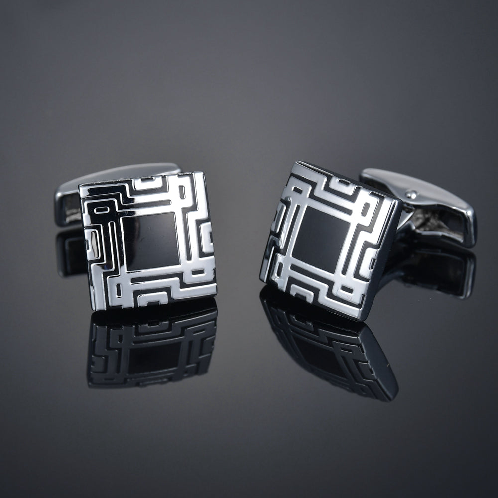 Men's Checkered Diamond Crystal French Shirt Cufflinks