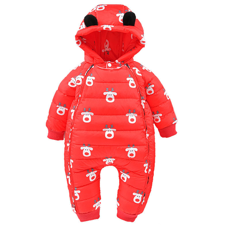 Down jacket plus velvet baby romper jumpsuit