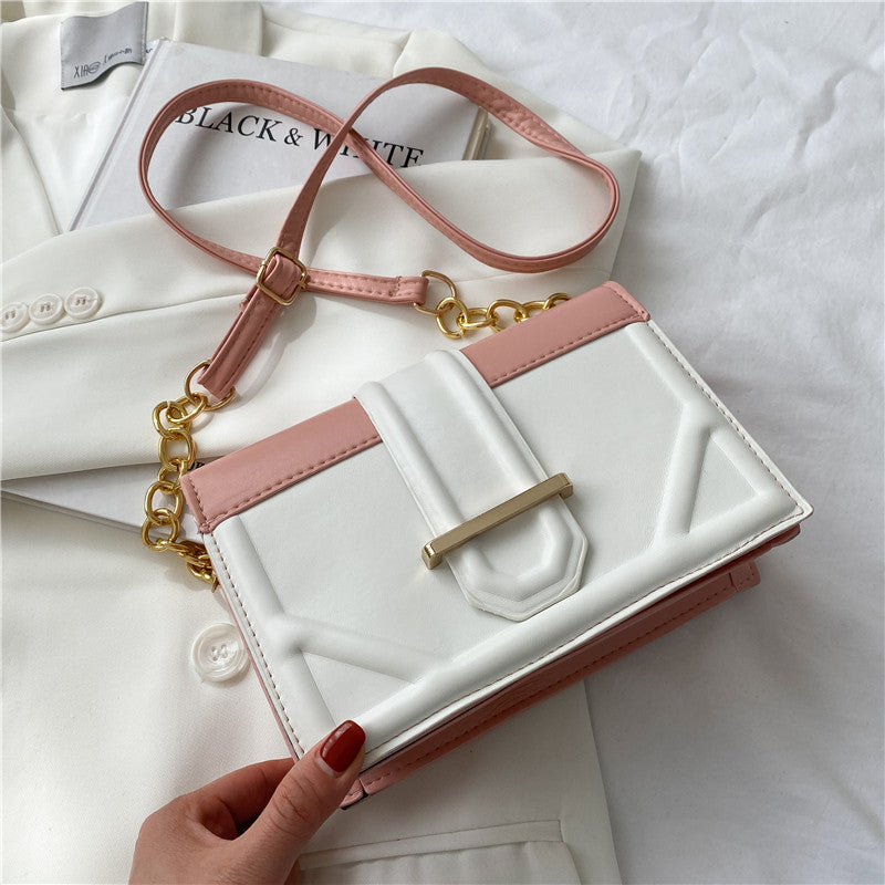 Ladies Popular One-shoulder Hit Color Small Square Bag