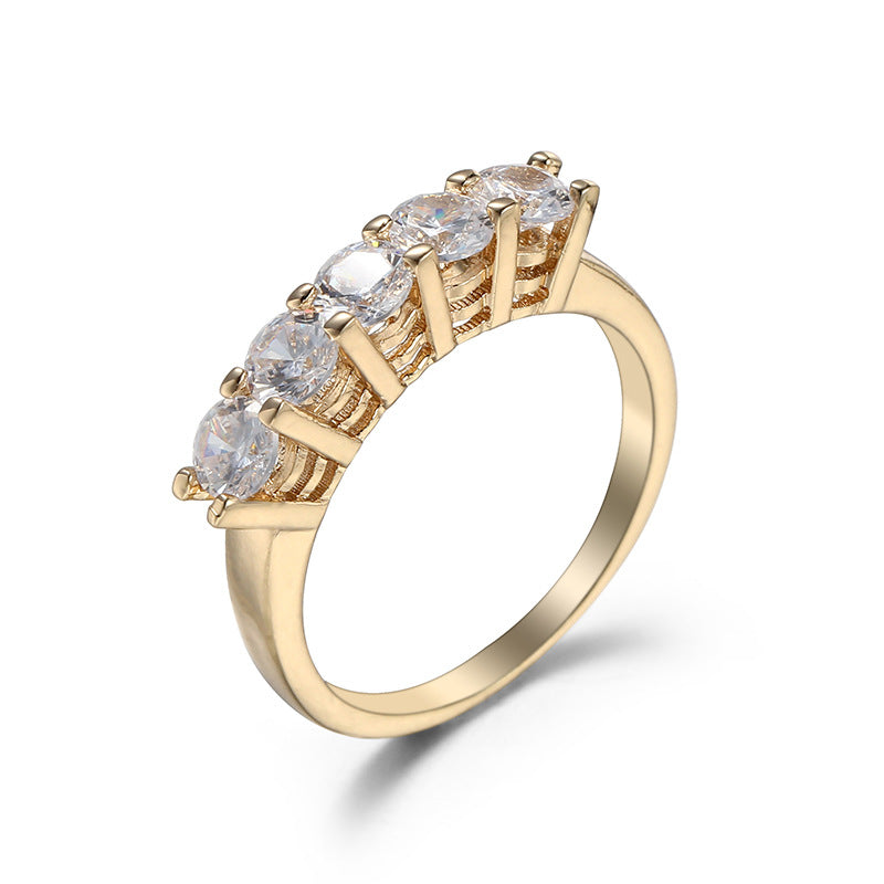 Gold-Plated White Zircon Ring