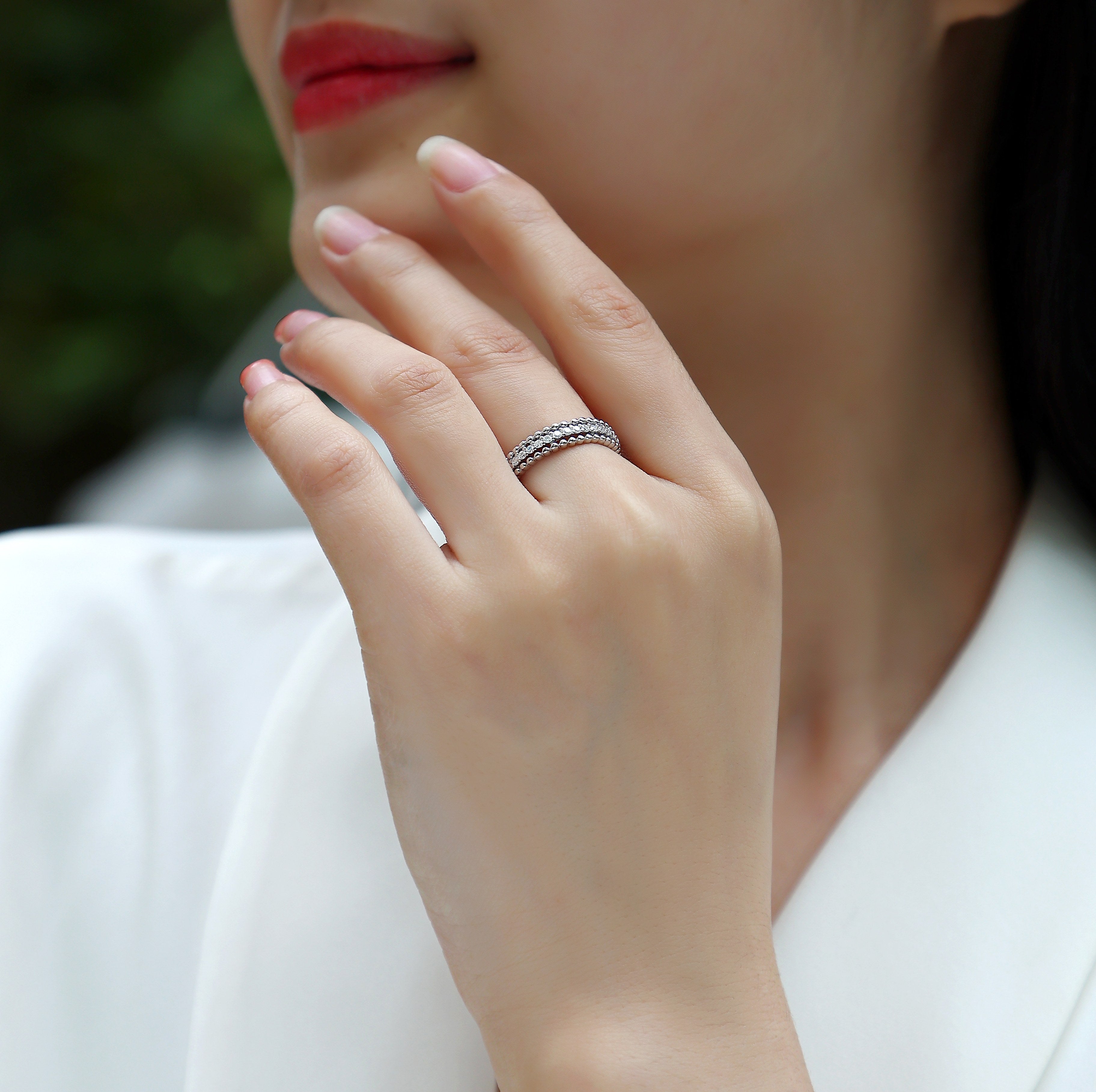 Autumn Stroll - A Wedding Ring Set With Top-quality Moissanite S925 Silver And Platinum-plated Diamond Can Be Tested With A Diamond Pen. The Ring Is In Gold And Rose Gold