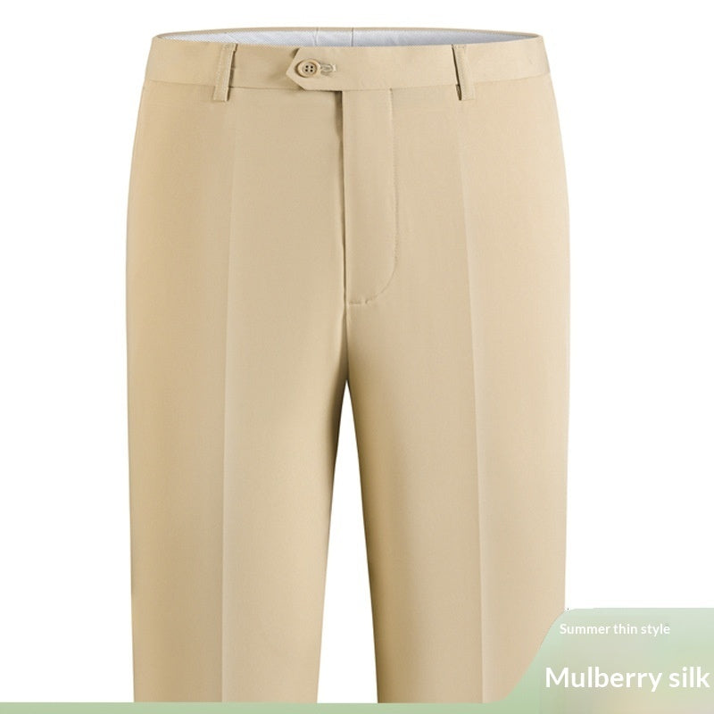 High-end Mens Lightweight Silk Pants For Middle-aged And Older Adults