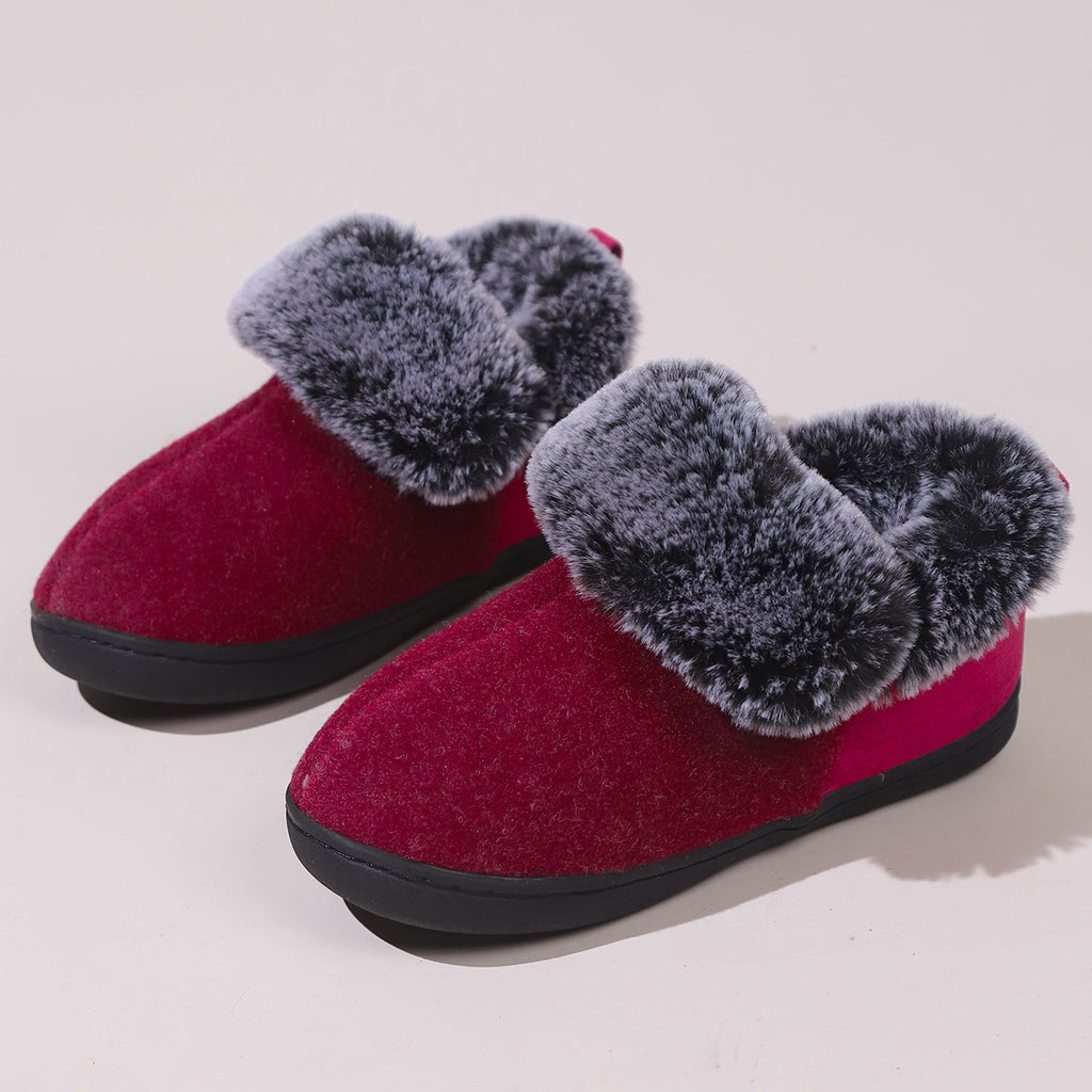 Fur Collar Heel Cotton Shoes