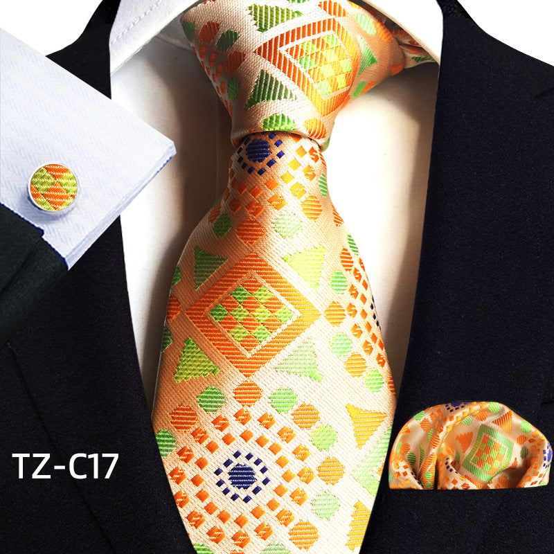 Waist Flower Men's Tie Pocket Towel Cuffs Three Piece Suit