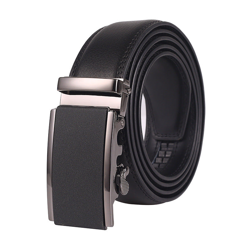 Leather Automatic Buckle Two-layer Cowhide Embossed Belt