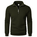 Stand Collar Half Zip Casual Solid Color Long Sleeve
