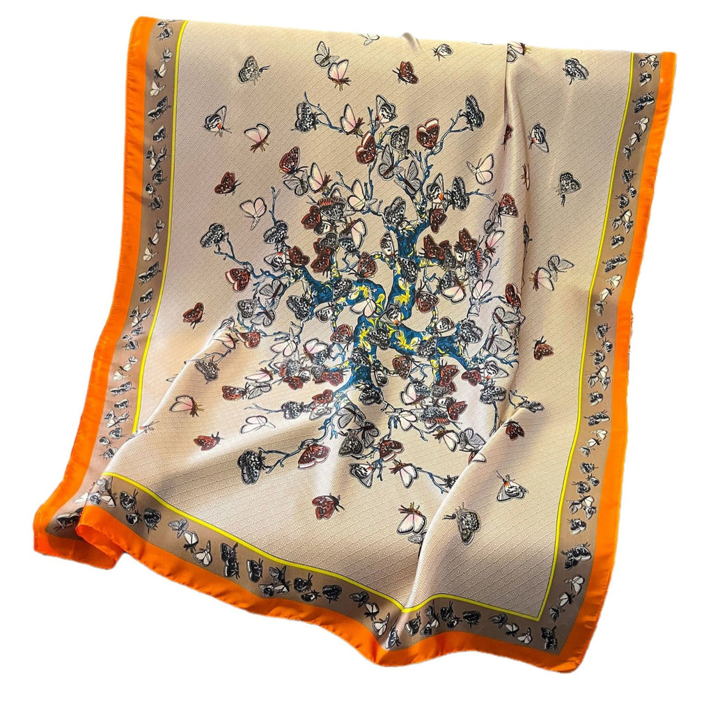 Silk Scarf Bright Butterfly  Long Shawl
