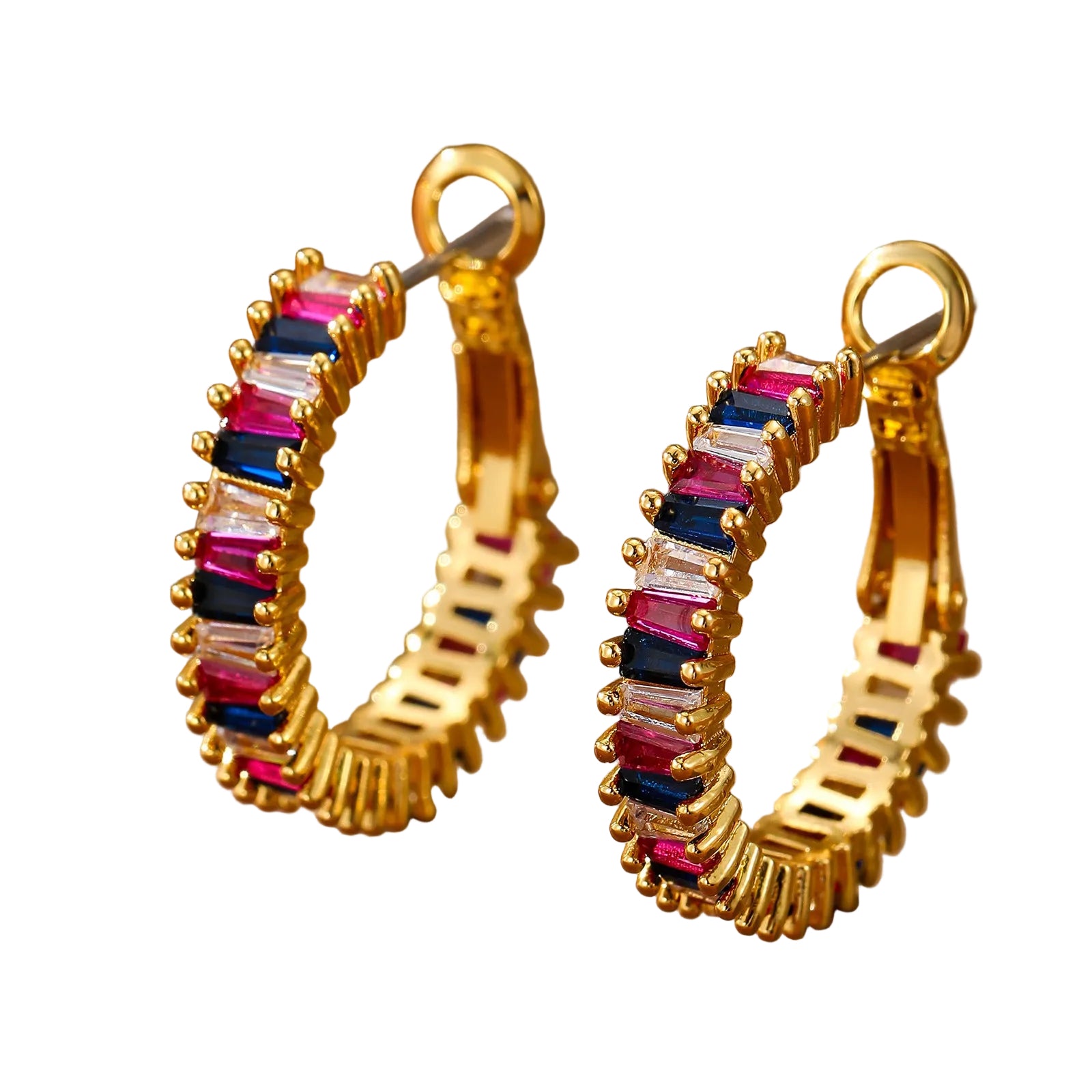 Fashion Copper-plated Gold Color Zircon Earrings