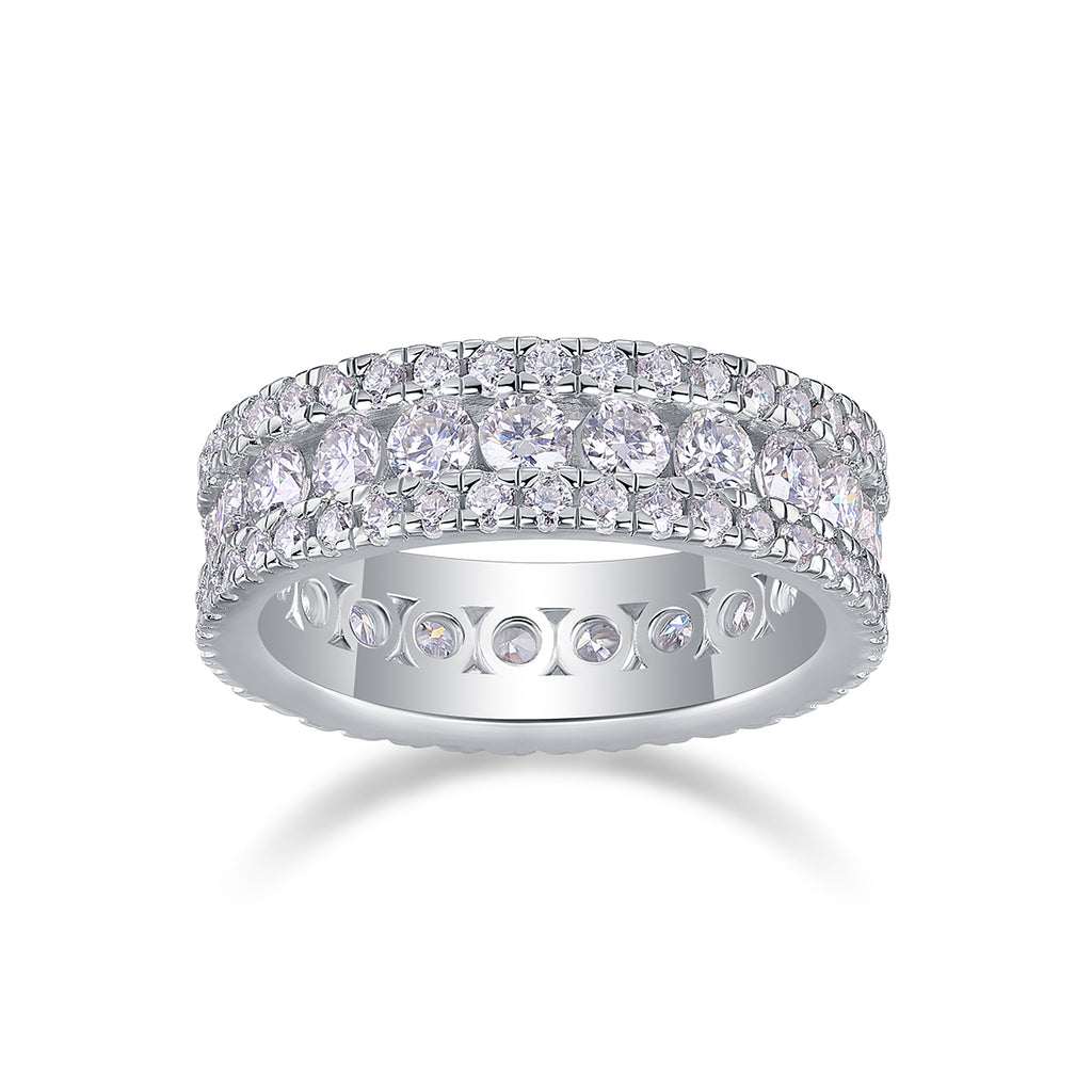 Rotating Love - A Wedding Ring Set With Top-quality Moissanite S925 Silver And Platinum-plated Diamond Can Be Tested With A Diamond Pen