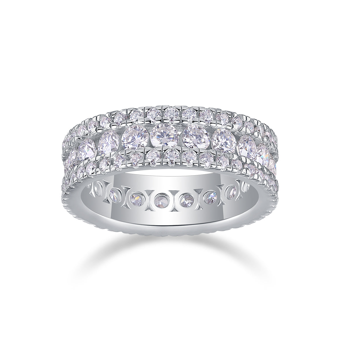Rotating Love - A Wedding Ring Set With Top-quality Moissanite S925 Silver And Platinum-plated Diamond Can Be Tested With A Diamond Pen