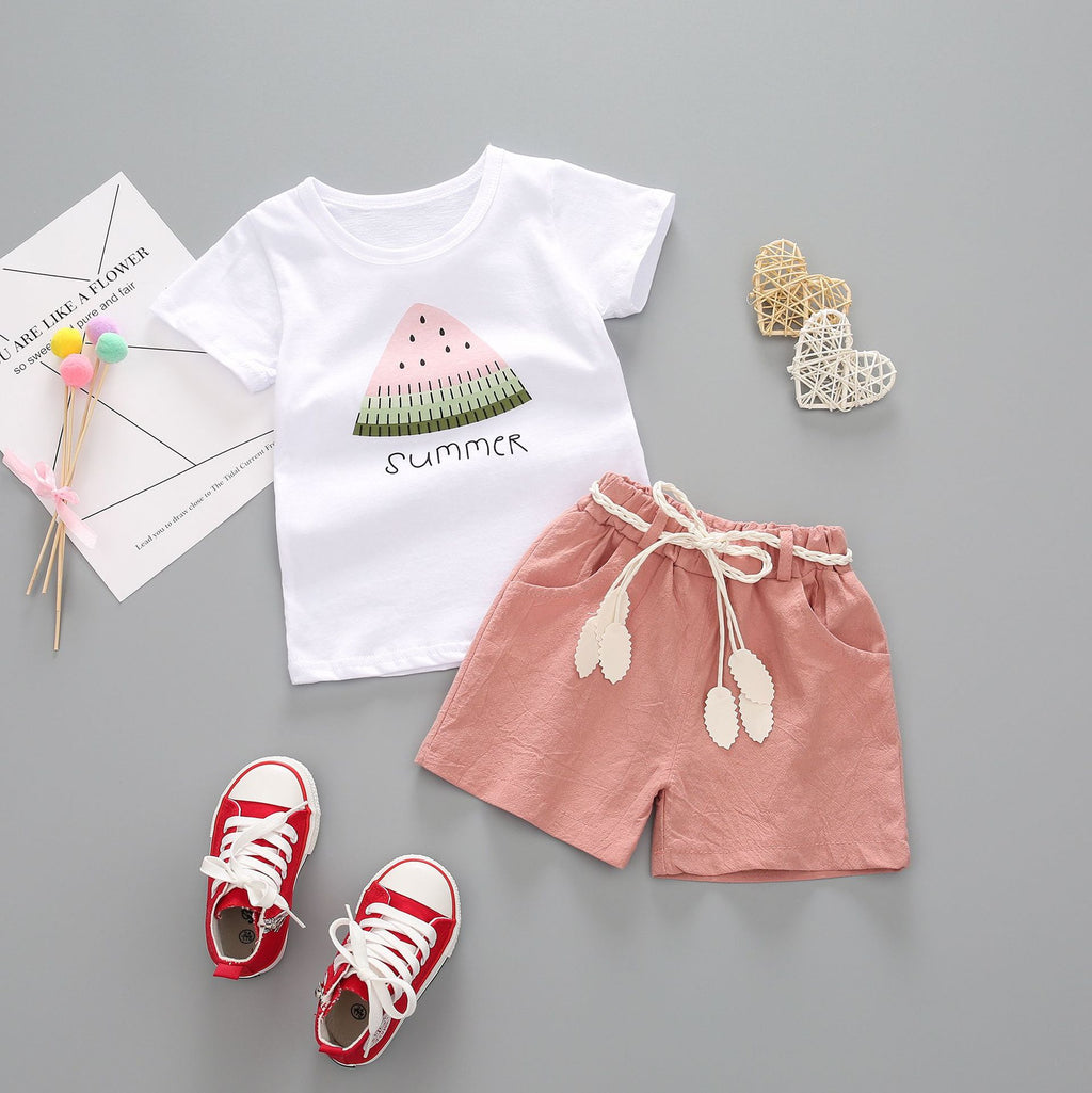 Girls Watermelon Short Sleeve Suit
