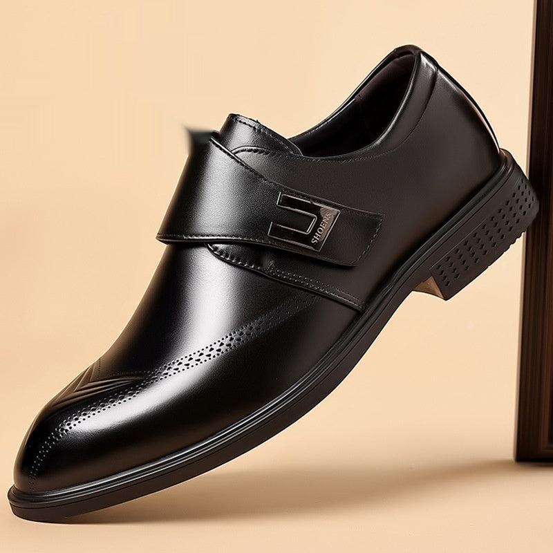 Leather Shoes Made From Full-Grain Cowhide With A Pipe-Shaped Toe