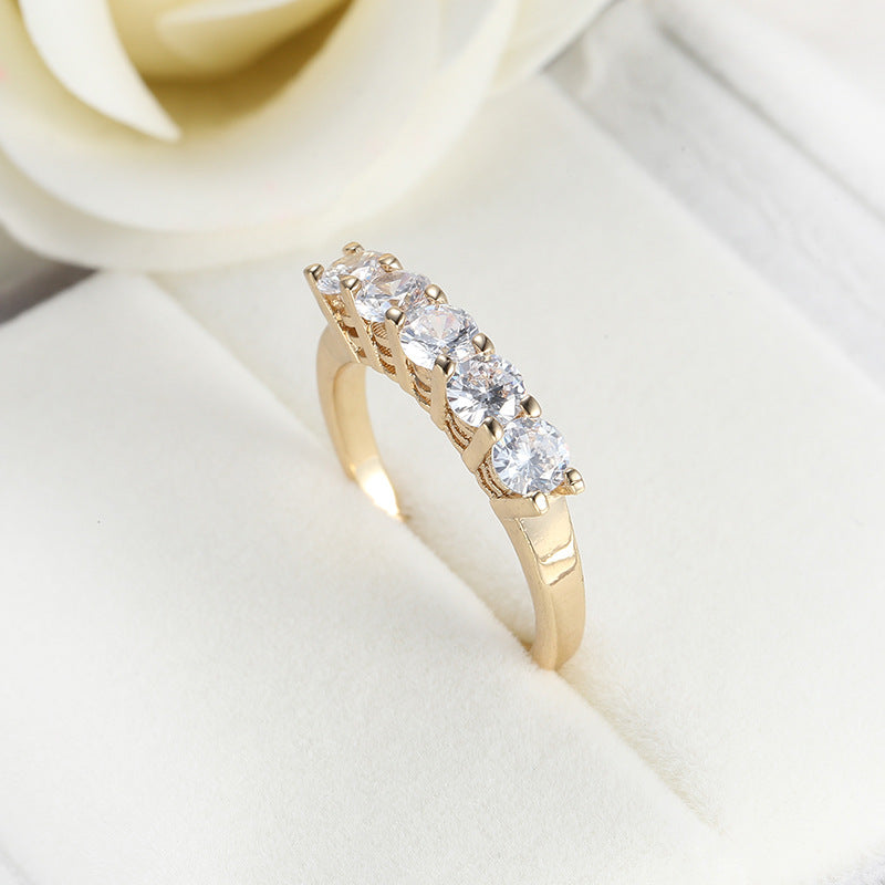 Gold-Plated White Zircon Ring