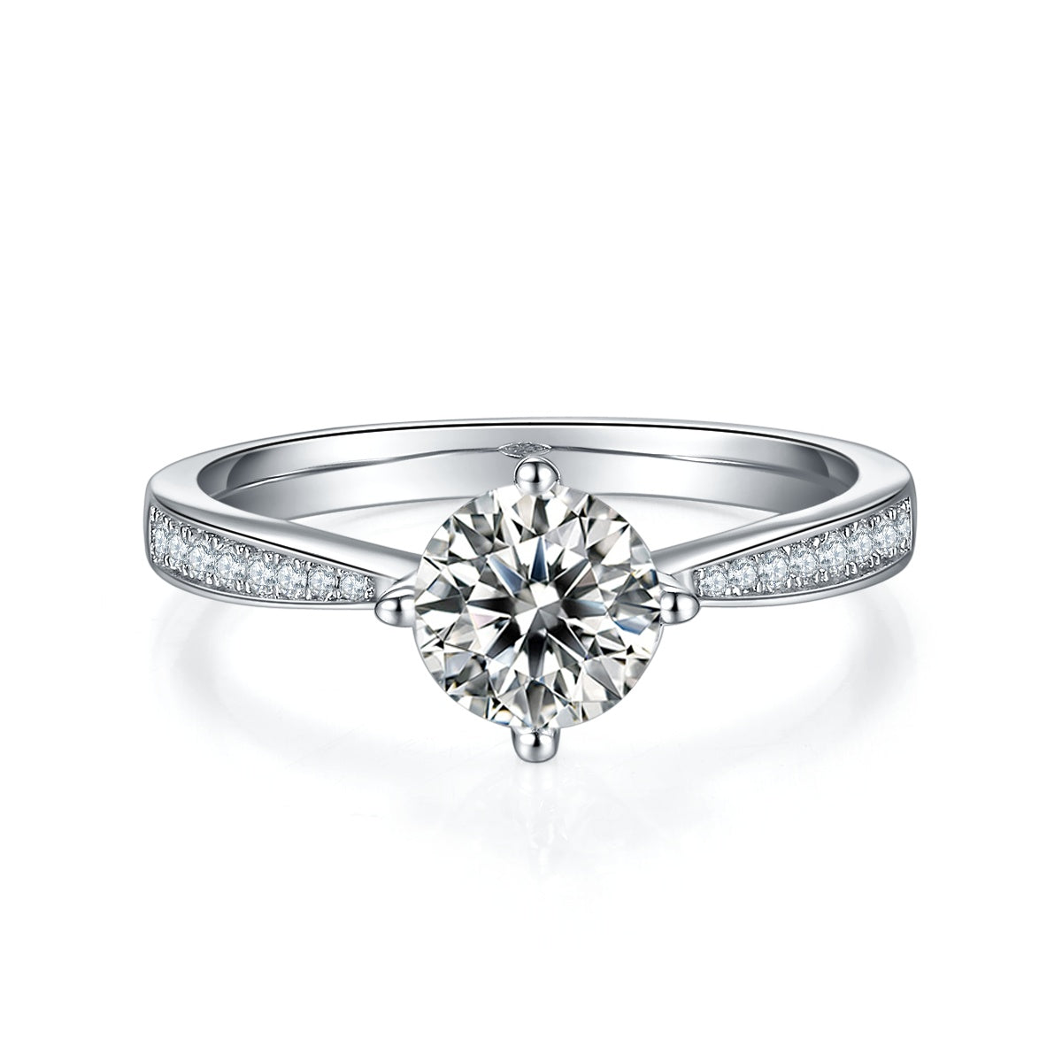 Moonlight City - A Wedding Ring Set With 1-carat Top-quality Moissanite S925 Silver And Platinum-plated Diamond. The Ring Can Be Inspected With A Diamond Pen