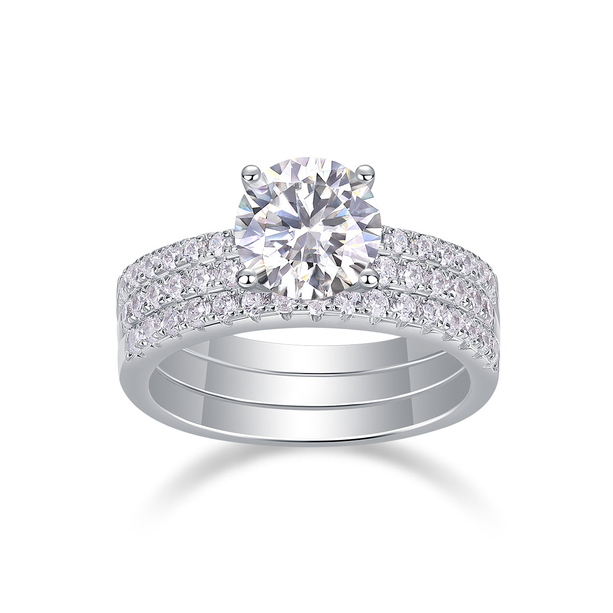 Dreamy - Set With 2-carat Top-quality Moissanite S925 Silver And Platinum-plated Diamond Wedding Ring. The Ring Can Be Inspected With A Diamond Pen