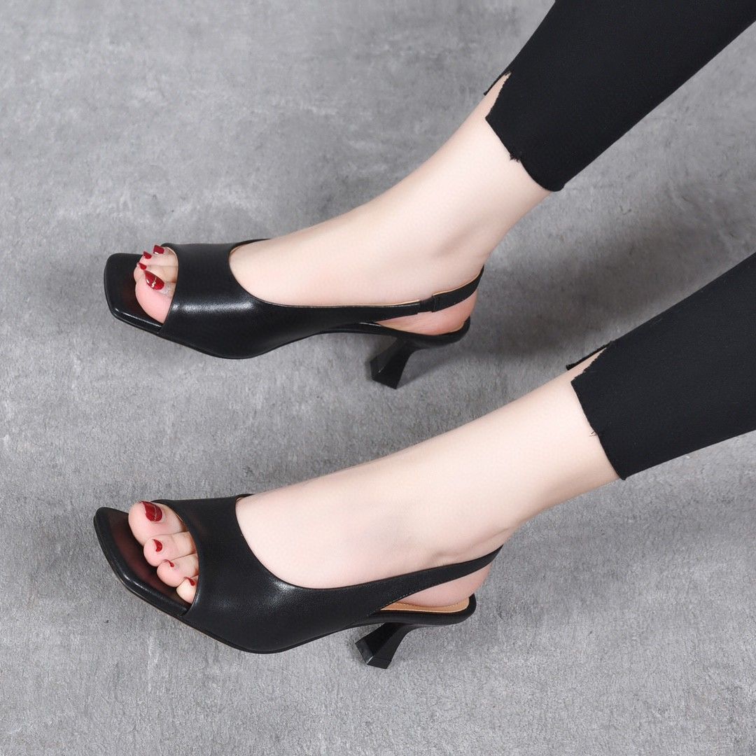 Increased Slim Fit Peep Toe Stiletto Heel Sandals