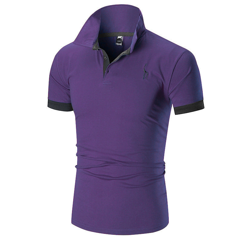 Men Short sleeve embroidery fawn sport shirt