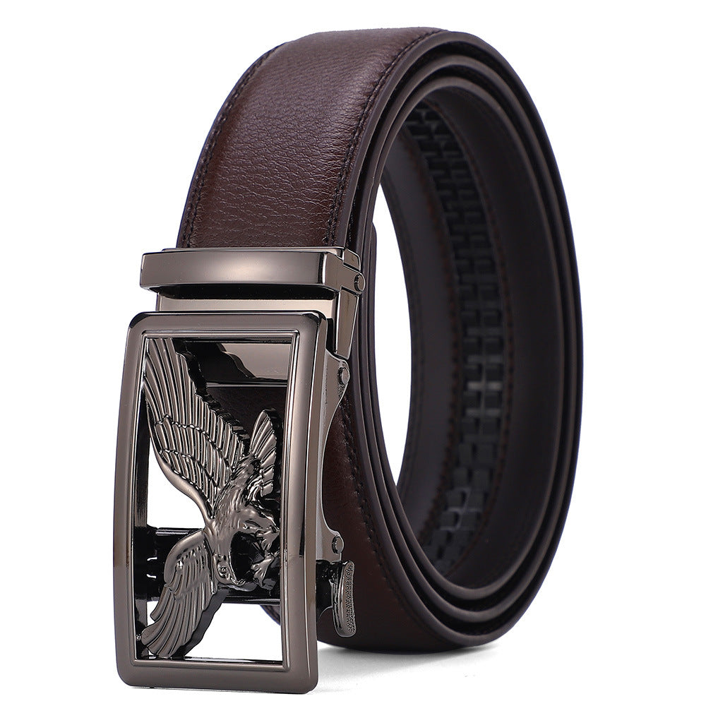 Mens Genuine Leather Belt With Automatic Buckle Premium Light-Luxury Niche Waist Belt For Pants