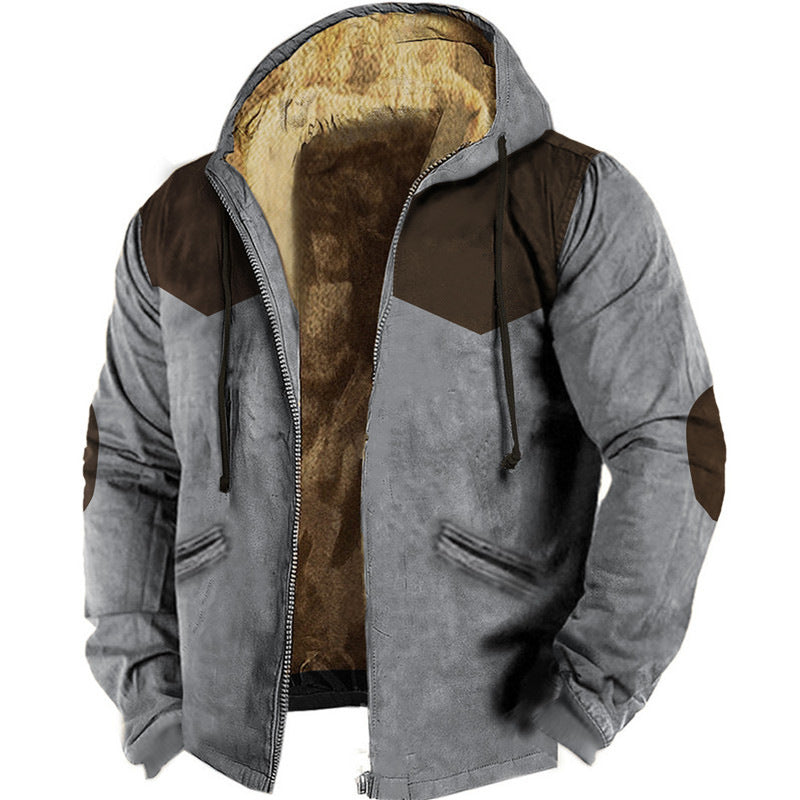 3D Printed Hood Lining Cotton-padded Jacket