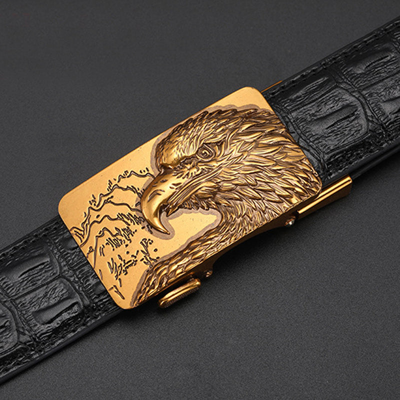 Men's automatic buckle leather belt