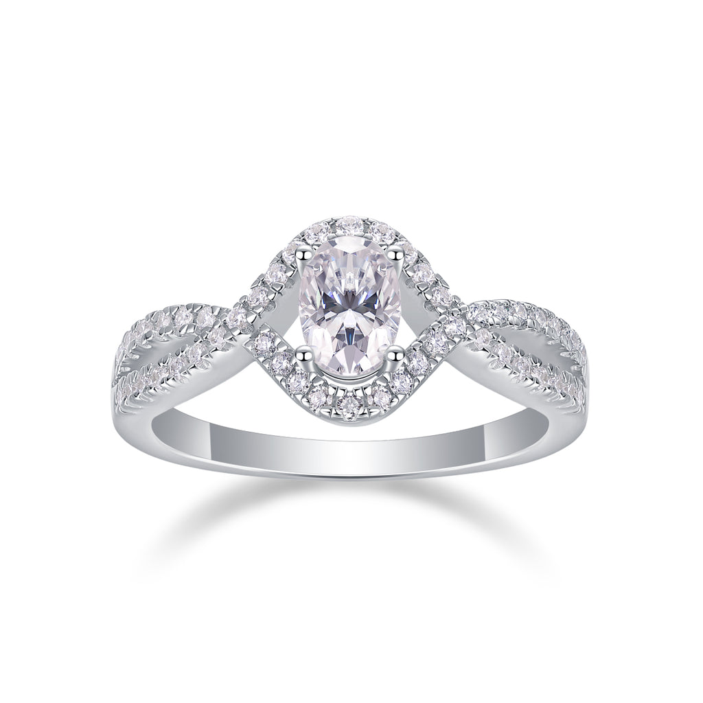 Alice In Wonderland - A Wedding Ring Set With Top-quality Moissanite S925 Silver And Platinum-plated Diamond. The Ring Can Be Inspected With A Diamond Pen