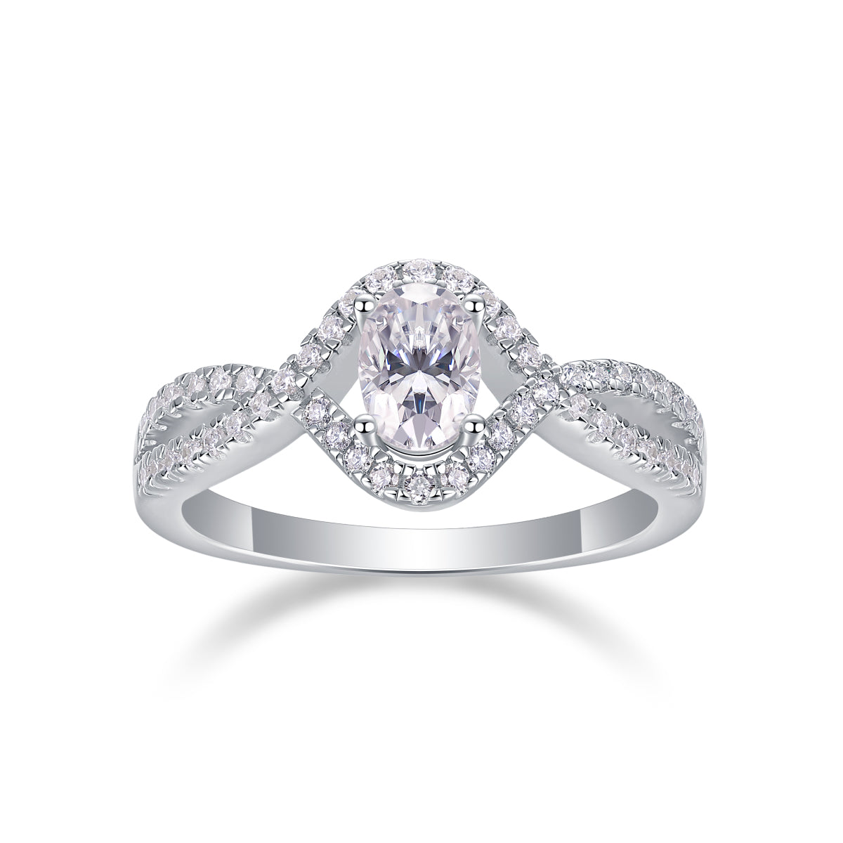 Alice In Wonderland - A Wedding Ring Set With Top-quality Moissanite S925 Silver And Platinum-plated Diamond. The Ring Can Be Inspected With A Diamond Pen