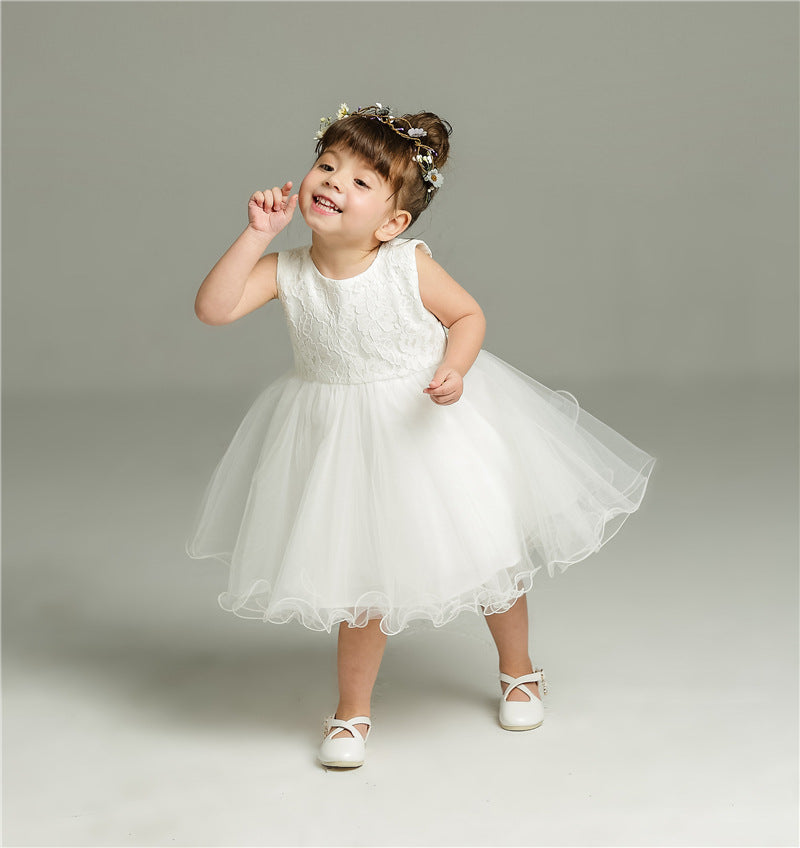 Baby White Fluffy Dress Two-piece Set
